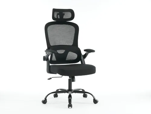 Vista 6 de Silla de oficina ergonómica, silla de escritorio para computadora con malla de respaldo alto y soporte lumbar ajustable, sillas giratorias