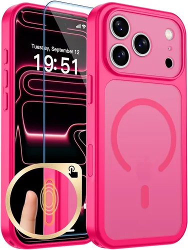 Vista 279 de zapica Funda magnética para iPhone Air, con protector de pantalla de vidrio templado, compatible con MagSafe, translúcida mate, a prueba de golpes