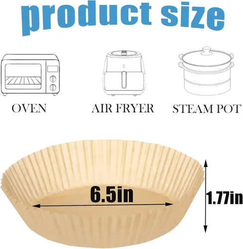 Vista 2 de 6.5 pulgadas redondas 100 piezas de forros de papel desechables para freidora de aire Non-Stick Oil-proof Resistant Airfryer Parchment Paper