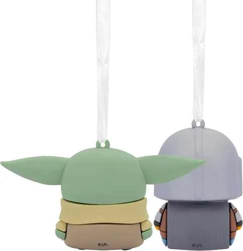 Vista 2 de Hallmark Better Together Star Wars: The Mandalorian and Grogu - Adornos magnéticos de Navidad, juego de 2, inastillables