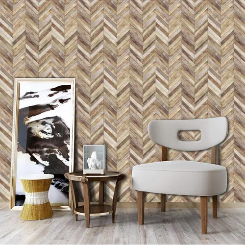 Vista 2 de Papel tapiz autoadhesivo para pintar a mano, panel de madera