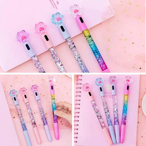 Vista 4 de Paquete de 8 bolígrafos kawaii, bolígrafos divertidos, con diseño de pata de gato de 0.020 in, brillante y luminoso, papelería coreana japonesa