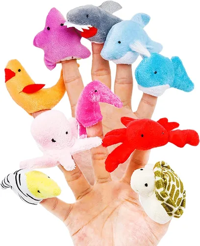 Vista 8 de 10 piezas de marionetas de dedo de Story Time - Diferentes marionetas de dedo de animales de granja de dibujos animados para niños pequeños