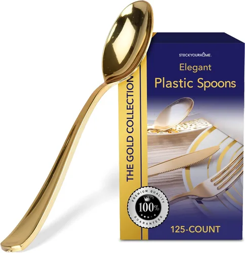 Vista 2 de Stock Your Home 125 cuchillos desechables de plástico resistente, cubiertos de plástico elegantes que parecen cubiertos reales, utensilios perfectos