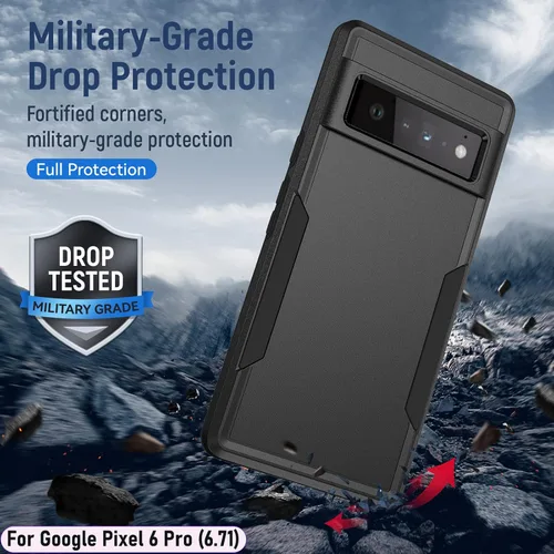 Vista 7 de Funda híbrida de doble capa para Pixel 6 Pro de 6.7 pulgadas, resistente a los golpes, resistente a los golpes, con 1 soporte magnético