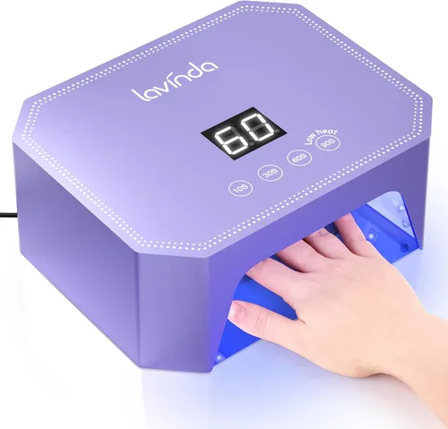 Vista 10 de Lavinda Lámpara de uñas LED UV de 54 W, luz de uñas de gel enchufable con pantalla LCD, 4 temporizadores, sensor automático, longitud de onda doble