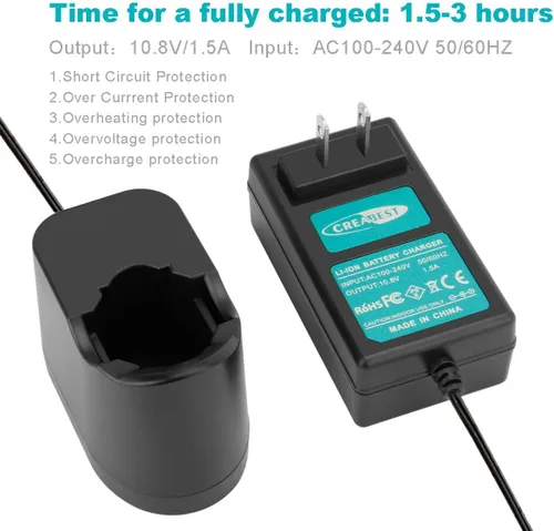 Vista 7 de Creabest Cargador de batería de 10.8V compatible con 855-01 855-02 8000-01