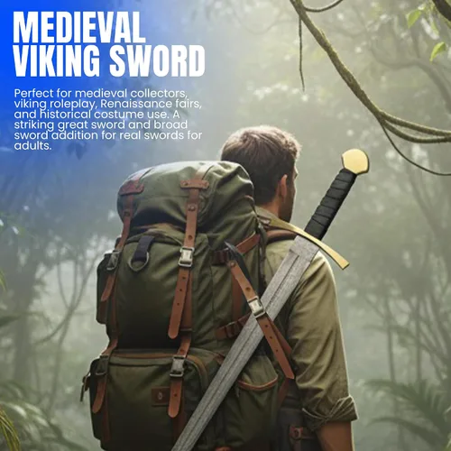 Vista 4 de 30" mango envuelto en cuero Damasco acero medieval réplica amplia espada con funda