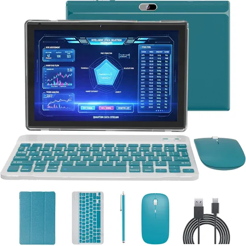 Vista 9 de Tablet Android 15, tabletas de 10 pulgadas, tabletas 2 en 1 con funda de teclado