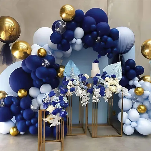 Vista 2 de 50 globos azules de 12 pulgadas y globos dorados 50 piezas de 12 pulgadas