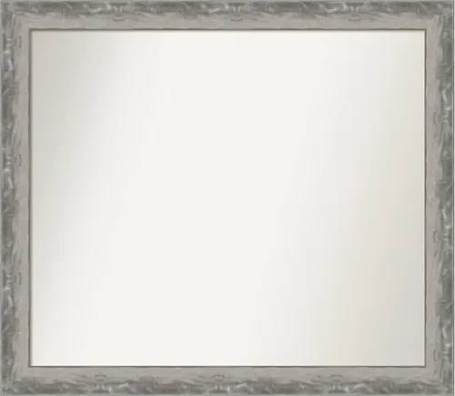 Vista 328 de Amanti Art Espejo de baño plateado para sobre el fregadero, 24 x 24 pulgadas, espejo cuadrado de peltre forjado a medida, marco de madera casual