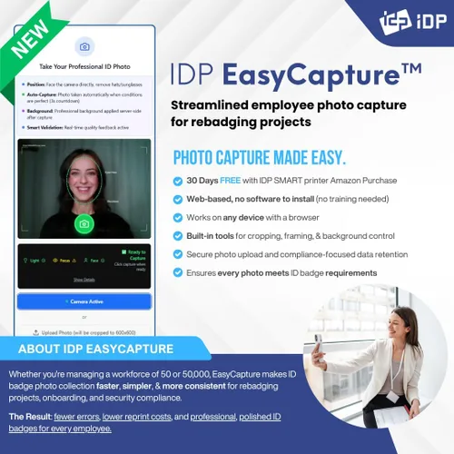 Vista 4 de IDP SMART-31 Series ID Card Duplex Kit de impresora con software, manual y guías - Incluye cinta de color YMCKO de 250 impresiones y 100 tarjetas