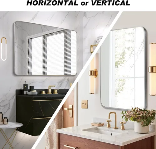 Vista 8 de Espejo de pared rectangular dorado de 30 x 40 pulgadas