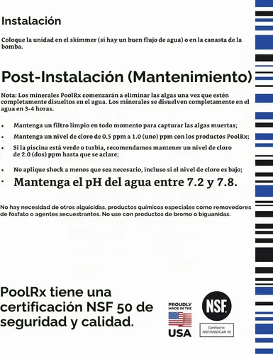 Vista 13 de PoolRx Pool Unit #101001 Algicida Azul de 6 Meses Trata 7.5k-20k galones, Individual