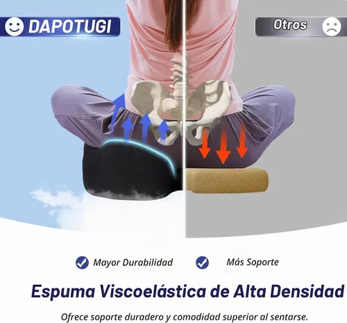 Vista 3 de Cojín de asiento extra grande para aliviar el dolor de coxis, cojín ergonómico para silla de oficina, cojín de espuma viscoelástica para coxis