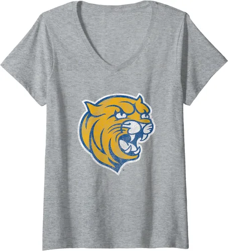 Vista 4 de Johnson and Wales University JWU Wildcats - Camiseta con cuello en V para mujer, Negro