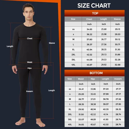 Vista 6 de CL - Ropa interior térmica para hombre, paquete de 2 unidades, suave y cálida, capa base para clima frío