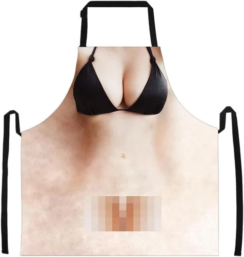 Vista 2 de VVEEWUU Divertido delantal de cocina, regalos novedosos para mujeres y hombres, delantal sexy para cocinar, barbacoa, hornear, asar a la parrilla