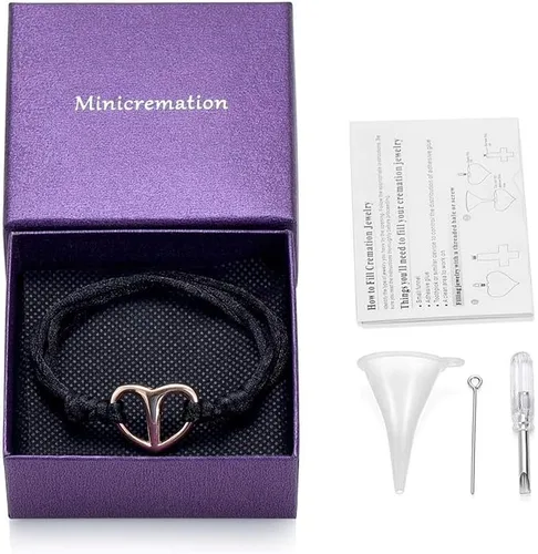 Vista 7 de Pulsera de cremación de corazón para cenizas, pulsera de urna conmemorativa ajustable para cenizas de un ser querido joyería de cremación