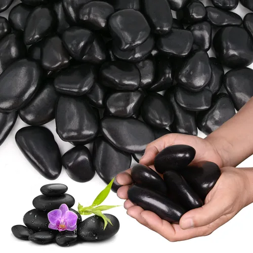 Vista 8 de 10 libras de rocas de río blancas y crema para paisajismo al aire libre – Guijarros pulidos para plantas – Piedras decorativas de jardín – Rocas