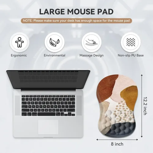 Vista 7 de AIMSA Alfombrilla de mouse con soporte para reposamuñecas, ergonómica, diseño de espuma viscoelástica, alivio del dolor, cómoda base de poliuretano