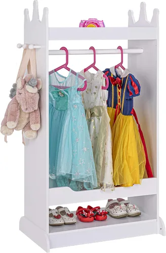 Vista 10 de UTEX Almacenamiento de Disfraces para Niños con Espejo, Guardarropa de Disfraces para Niños, Armario Colgante Abierto, Closet de Almacenamiento