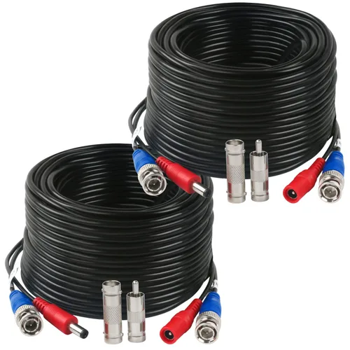 Vista 8 de Paquete de 2 cables de alimentación de video BNC de 30 pies, cable de extensión BNC para cámara de seguridad de video con conectores para cámara