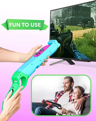 Vista 2 de Skywin Gun Controller for N-Switch JoyCons - Compatible with Nintendo Switch Gun Shooting Games (Green)