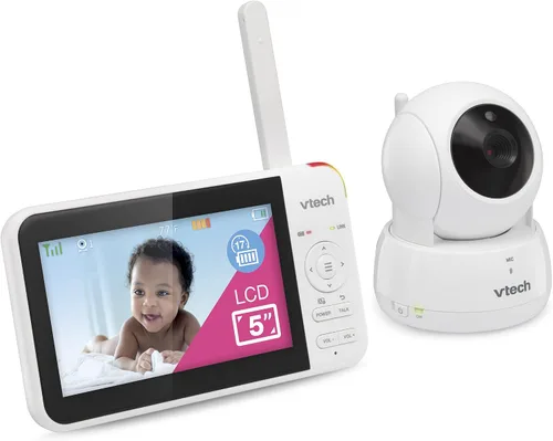 Vista 13 de VTech Monitor de bebé sin WiFi, pantalla de 5 pulgadas y zoom panorámico remoto para recién nacidos, a prueba de piratas, batería de 17 horas, rango