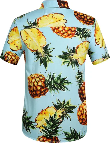 Vista 2 de SSLR Camisas hawaianas de manga corta con botones para hombre