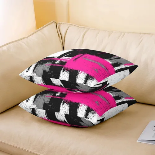 Vista 74 de Juego de 2 fundas de almohada abstractas de 16 x 16 pulgadas para niños, niñas, adolescentes, decoración de dormitorio, moderna a rayas, decoración