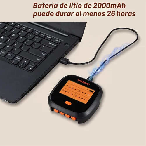 Vista 3 de INKBIRD Termómetro WiFi para Carne para Asar, Termómetro BBQ Recargable de Rango Ilimitado con Calibración de APP, Gráfico de Temperatura
