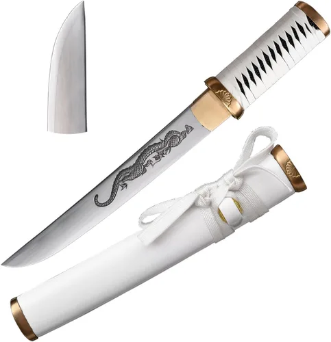 Vista 9 de Cuchillo de acero al manganeso 1065 hecho a mano con accesorios de cobre