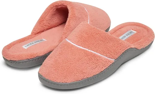 Vista 2 de Laura Ashley Pantuflas de spa resistentes para mujer con espuma viscoelástica, pantuflas de casa con plantilla acolchada para mujer de espuma