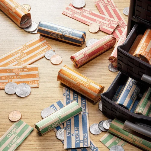 Vista 3 de 1000 envoltorios planos para monedas, soporte para monedas de cuartos, práctico envoltorio de monedas de almacenamiento de un cuarto – 1000