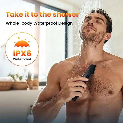 Vista 10 de MAXGROOM - Afeitadora de vello corporal para hombre, afeitadora resistente al agua para la ingle, testículos y bolas, kit de aseo eléctrico sin