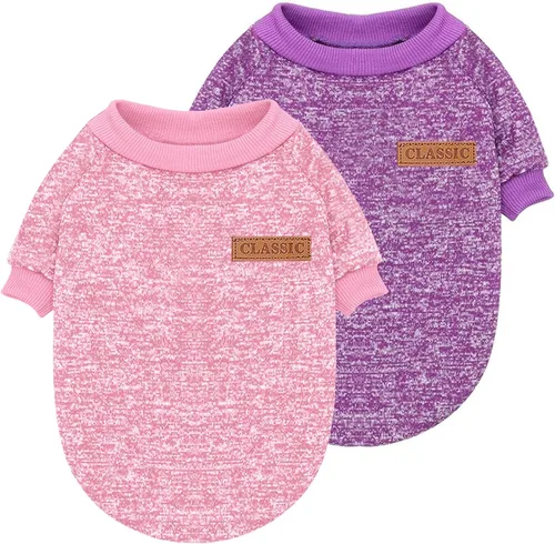 Vista 9 de 2 piezas de suéter clásico de punto para perro Idepet, abrigo de forro polar para perros pequeños y medianos, ropa cálida para perros y gatos