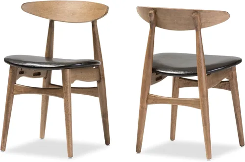 Vista 2 de Baxton Studio Edna - Juego de comedor de 5 piezas de madera de imitación de color negro francés y roble con acabado marrón claro