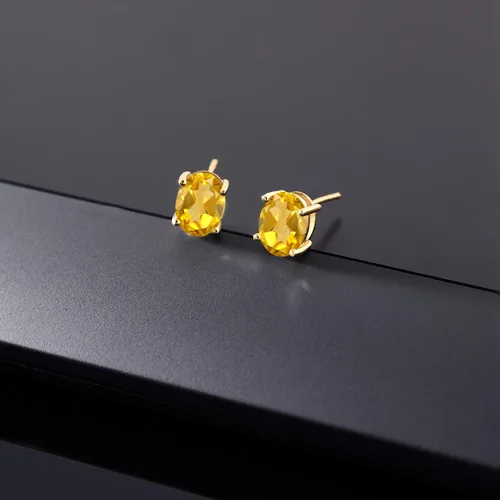 Vista 205 de Gem Stone King Aretes de oro de 14 quilates con piedra natal ovalada de 0.315 x 0.236 in Aretes de oro para mujer