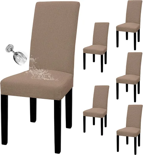 Vista 16 de Easy-Going - Juego de 2 fundas para sillas de comedor 100% impermeables, de tela Jacquard elástica, fundas protectoras removibles y lavables