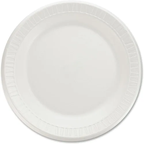 Vista 2 de Dart 9PWQR - Plato de vajilla clásico de espuma laminada de 9 pulgadas de diámetro, color blanco (paquete de 125)