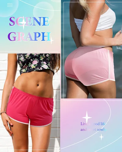 Vista 4 de Lasnten Pantalones cortos de yoga para mujer, elásticos, transpirables, de poliéster, algodón, 14