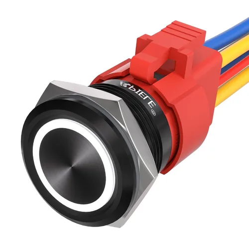 Vista 15 de APIELE Interruptor de botón momentáneo de 10 A, 22 mm, LED ojo de ángel, impermeable, redondo, autorresetable, 7/8'', 1NO 1NC