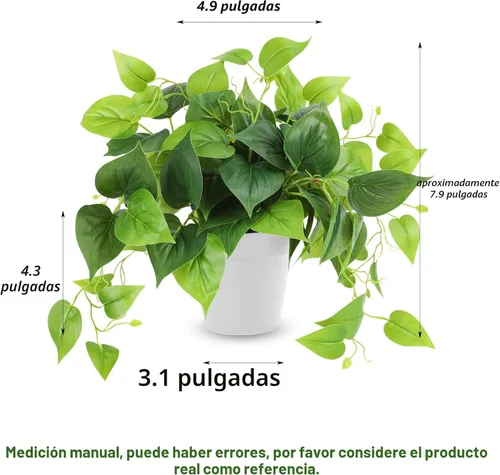 Vista 2 de CEWOR Plantas Artificiales Pothos Falso con Maceta de Plástico Planta Artificial en Maceta para Hogar Oficina Dormitorio Decoración