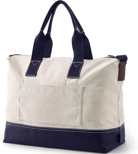 Vista 3 de Lands' End Bolsa de lona Weekender, NaturalTrue Navy, Bolsa de lona Weekender