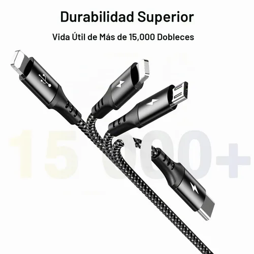 Vista 4 de RULUS Cable de carga múltiple corto [2 unidades/13.8 in], cable multiUSB 4 en 1, cable de carga rápida trenzado, cable de carga USB universal