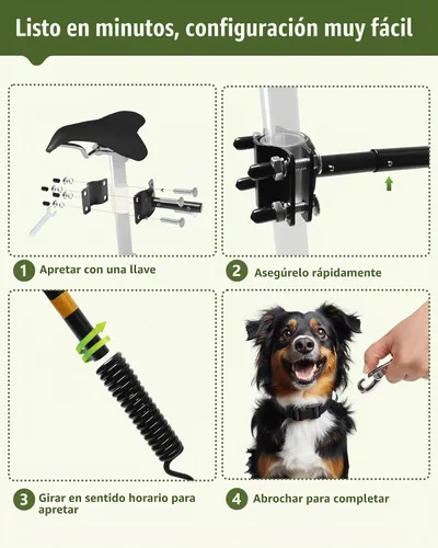Vista 8 de Correa de bicicleta para perros – Accesorio de bicicleta manos libres para perros, absorción de golpes segura, longitud ajustable, fácil de instalar