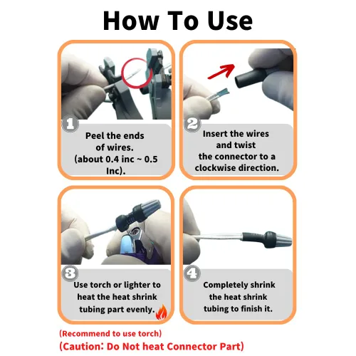 Vista 6 de Conectores de cable impermeables SS3 naranja 30 piezas AWG 22-14, conectores de cable eléctrico seguros para cable de iluminación de paisaje al aire