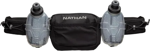 Vista 8 de Nathan Cinturón de hidratación con frascos, bolsillos de almacenamiento, Trail Mix Plus, cinturón para botella de agua para correr, aislado, Negro