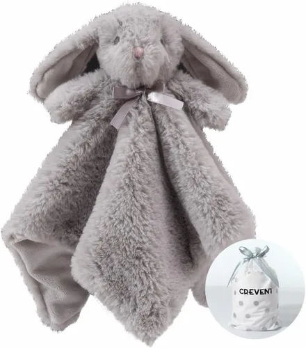 Vista 3 de CREVENT Mantas de bebé suaves y acogedoras para niños y niñas + manta de seguridad, juego con una bolsa de regalo esenciales para recién nacidos Gris